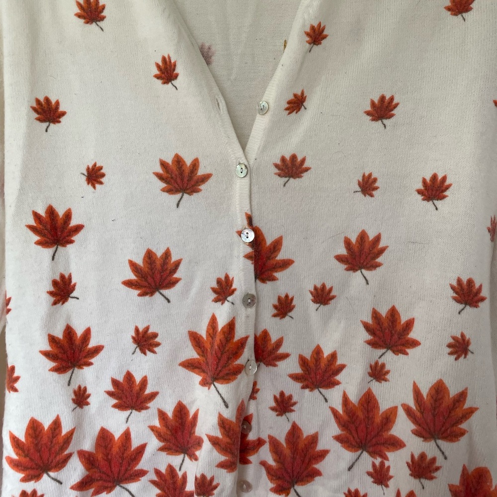 Vintage leaf print cardigan